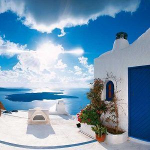 غروب آفتاب سانتورینی-Thira به جزیره در Cyclades-اژه-یونان-اروپا-celtours